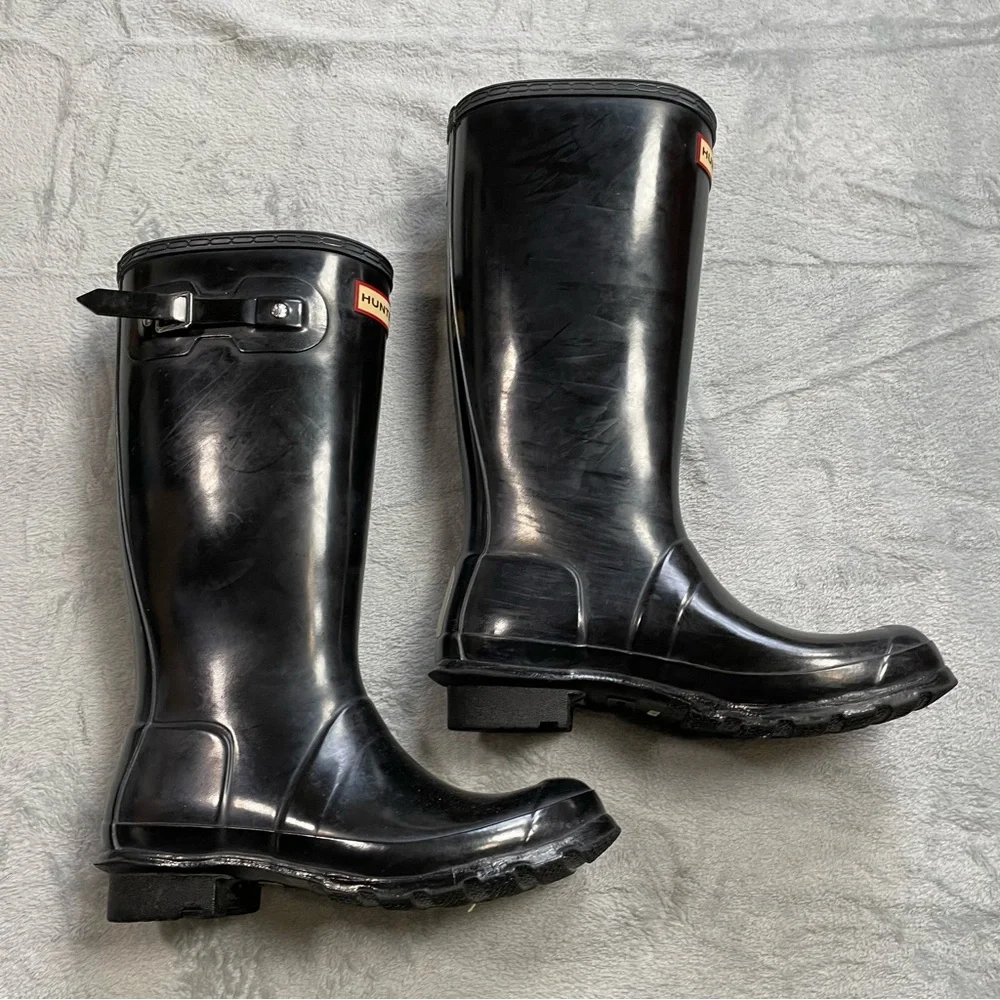 Kids Hunter Original Gloss Jet‎ Black Rain Boots 5/6